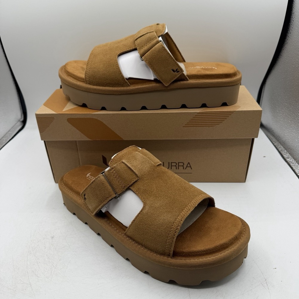 Koolaburra By UGG Tizz Slide Womens Sz 10 Chestnut Beige Brown Slippers Sandals
